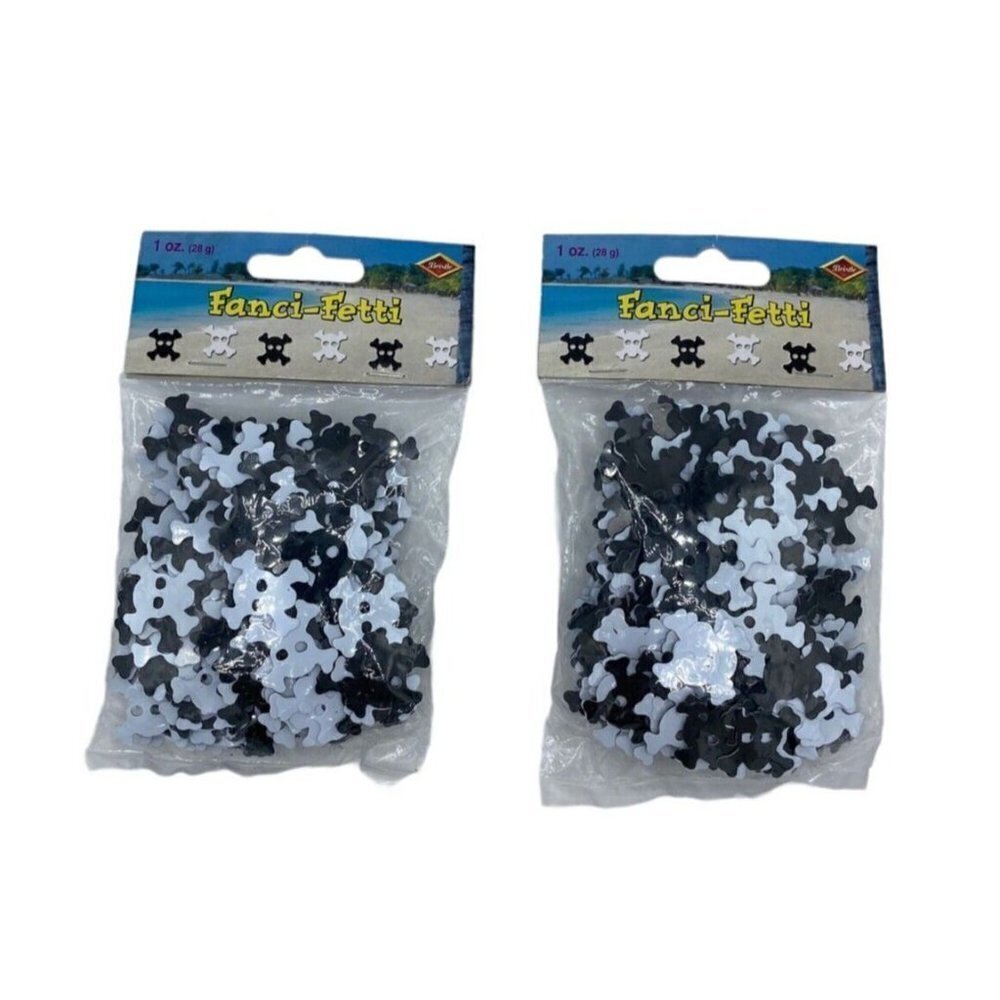 Halloween Party Confetti Skull Crossbones Pirate Lot 2 Black White Crafts Decor